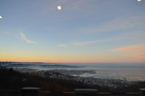 Sunrise over Trieste, Italy from just over the border in Slovenia