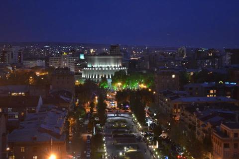 The capital city of Yerevan by night