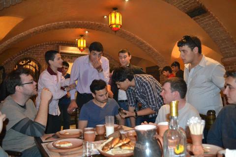 The Armenian PCVs and the local Armenians converse about how awesome Armenia is at dinner